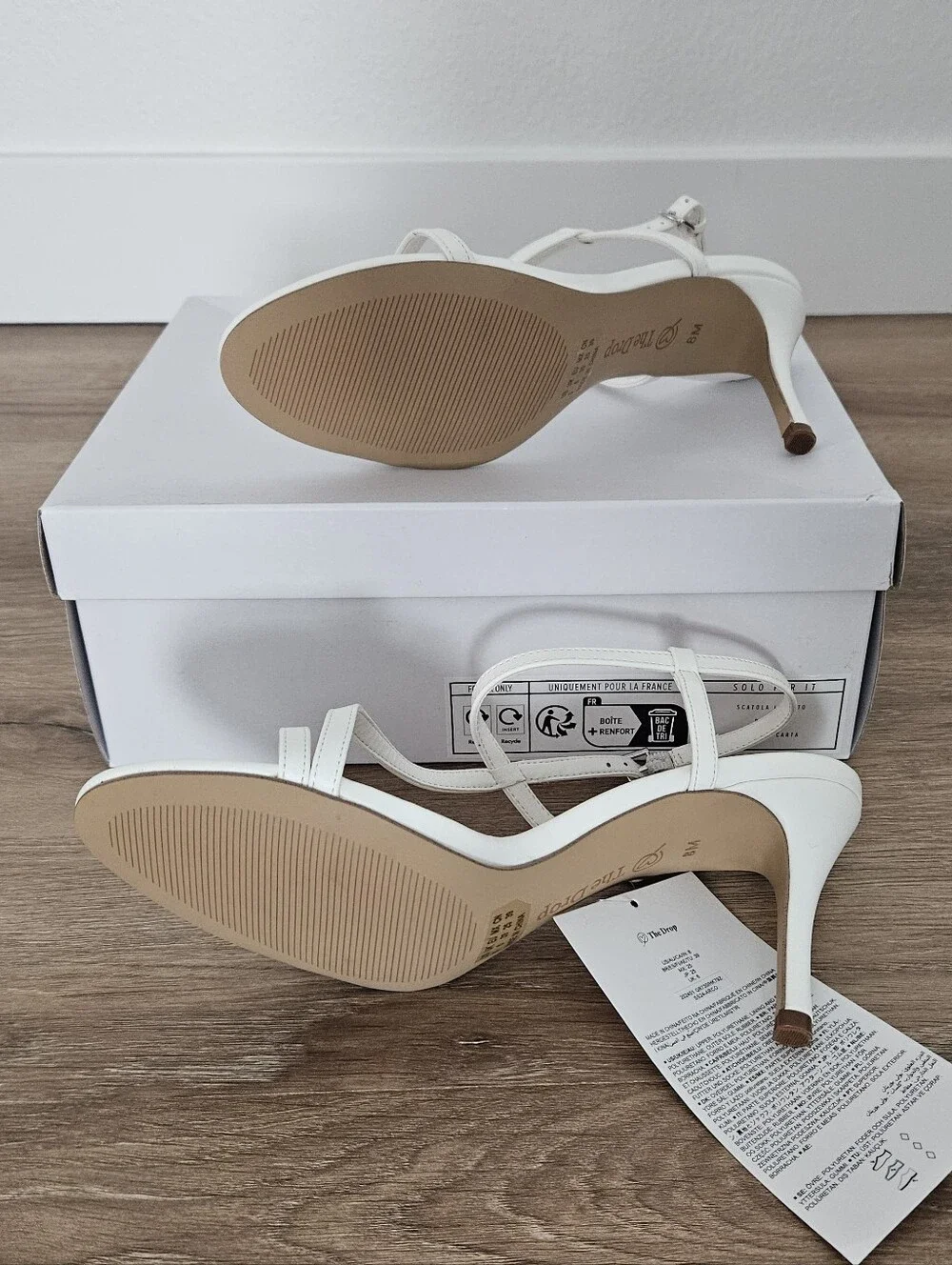 The Drop Arco White Strappy High Heel Sandals Size 8